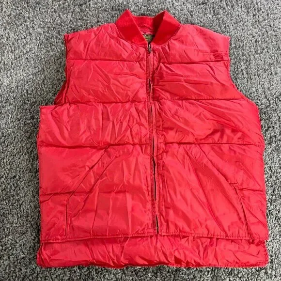 Eddie Bauer Goose Down Puffer Vest Mens Medium Red Lined Nylon Shell Sleeveless - Picture 1 of 8